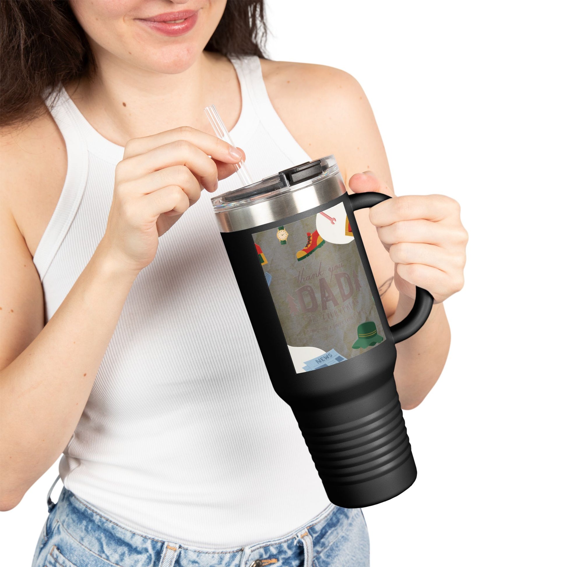 Thank You Dad Insulated Travel Mug - 40oz Adventure Tumbler, Perfect Father's Day Gift, Camping Mug, Outdoor Gear, Personalized Drinkware
