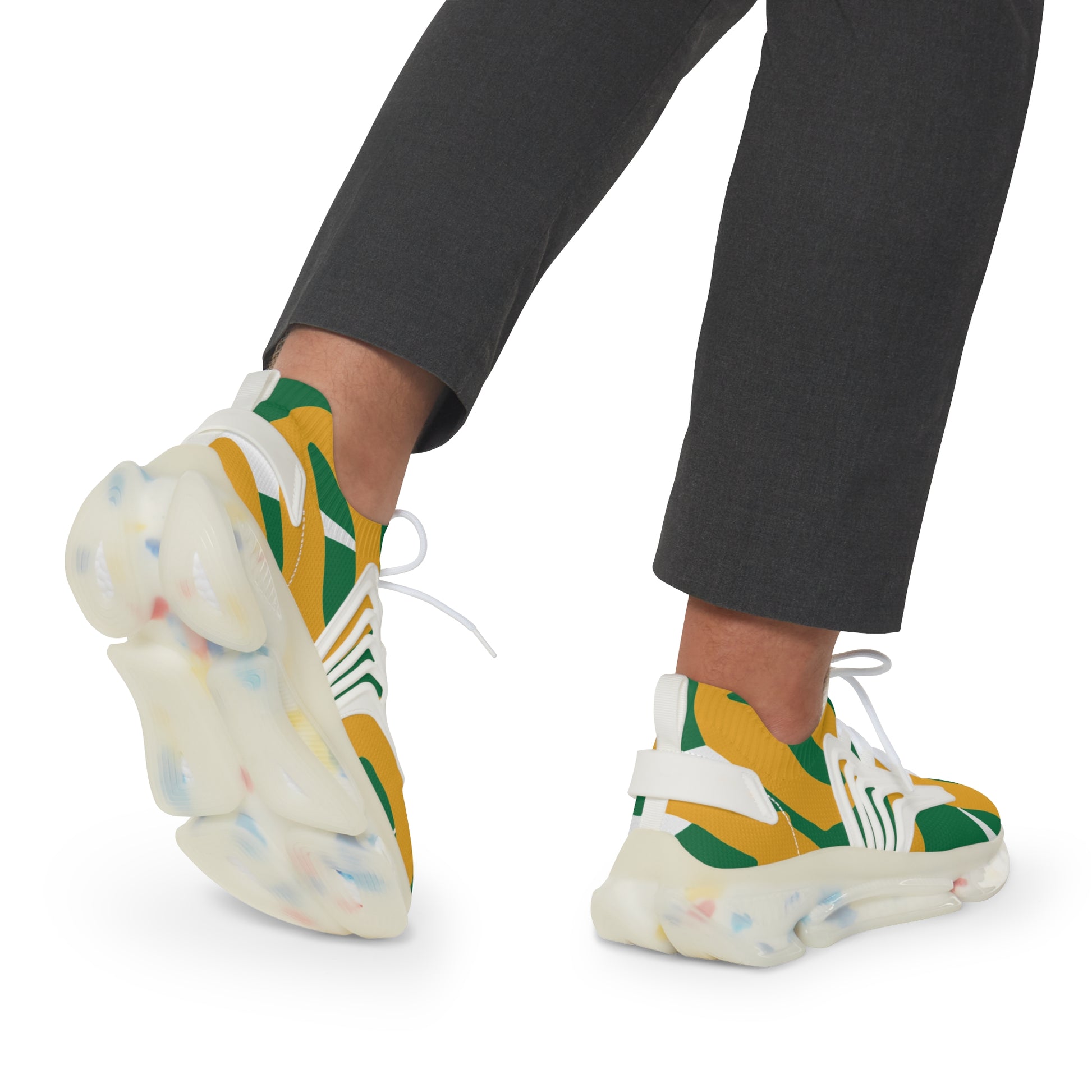 Stylish Men's Mesh Sneakers - Trendy Yellow and Green Athletic Shoes