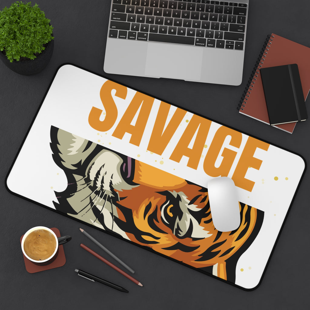 Savage Tiger Desk Mat | Bold Office Decor, Animal Lover Gift, Gaming Mouse Pad, Stylish Workspace Addition