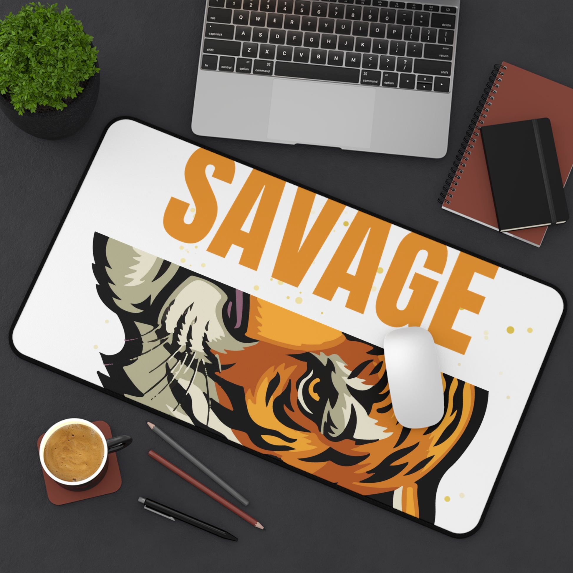 Savage Tiger Desk Mat | Bold Office Decor, Animal Lover Gift, Gaming Mouse Pad, Stylish Workspace Addition