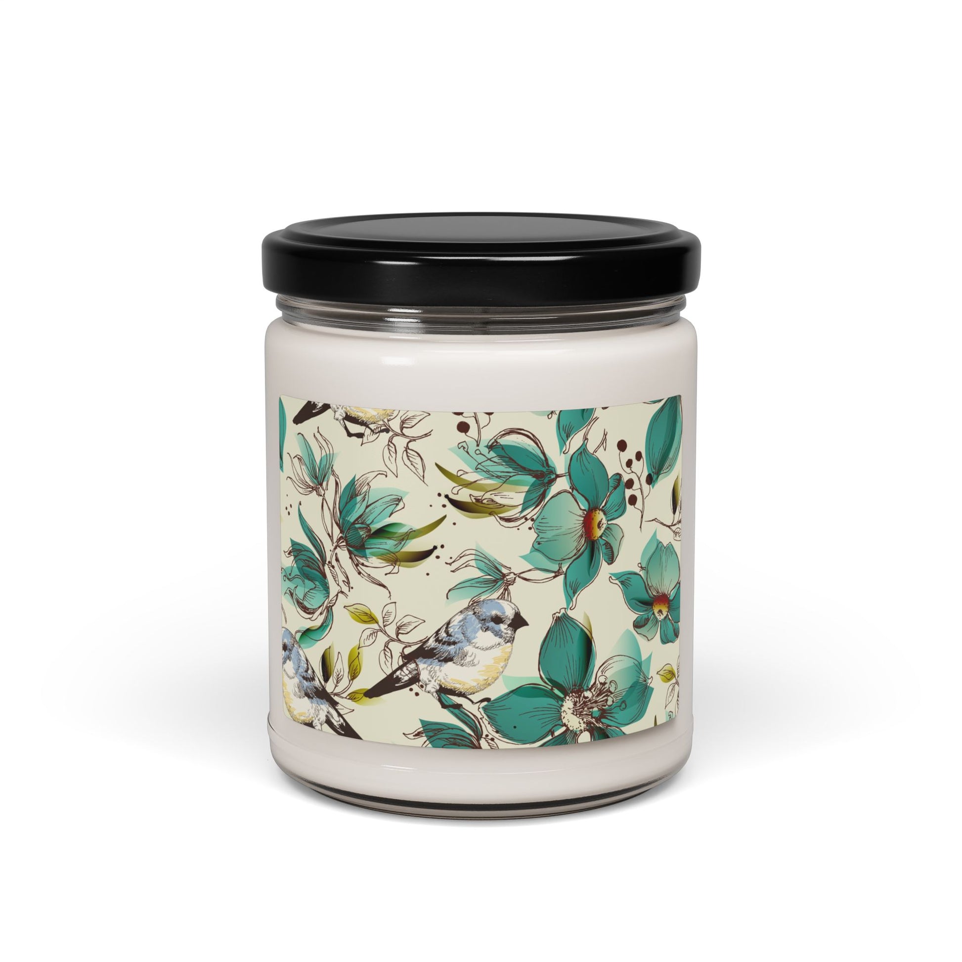 Floral Bird Scented Soy Candle - 9oz Decorative Jar for Relaxation & Home Decor