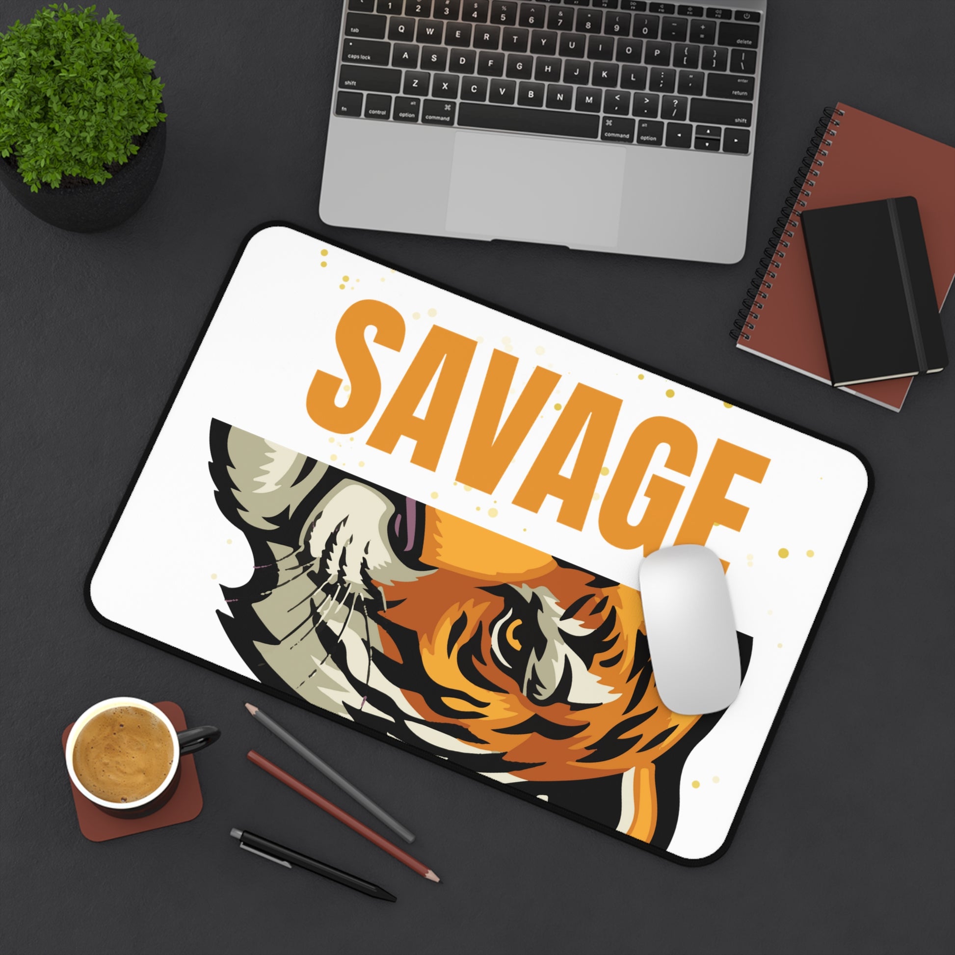Savage Tiger Desk Mat | Bold Office Decor, Animal Lover Gift, Gaming Mouse Pad, Stylish Workspace Addition
