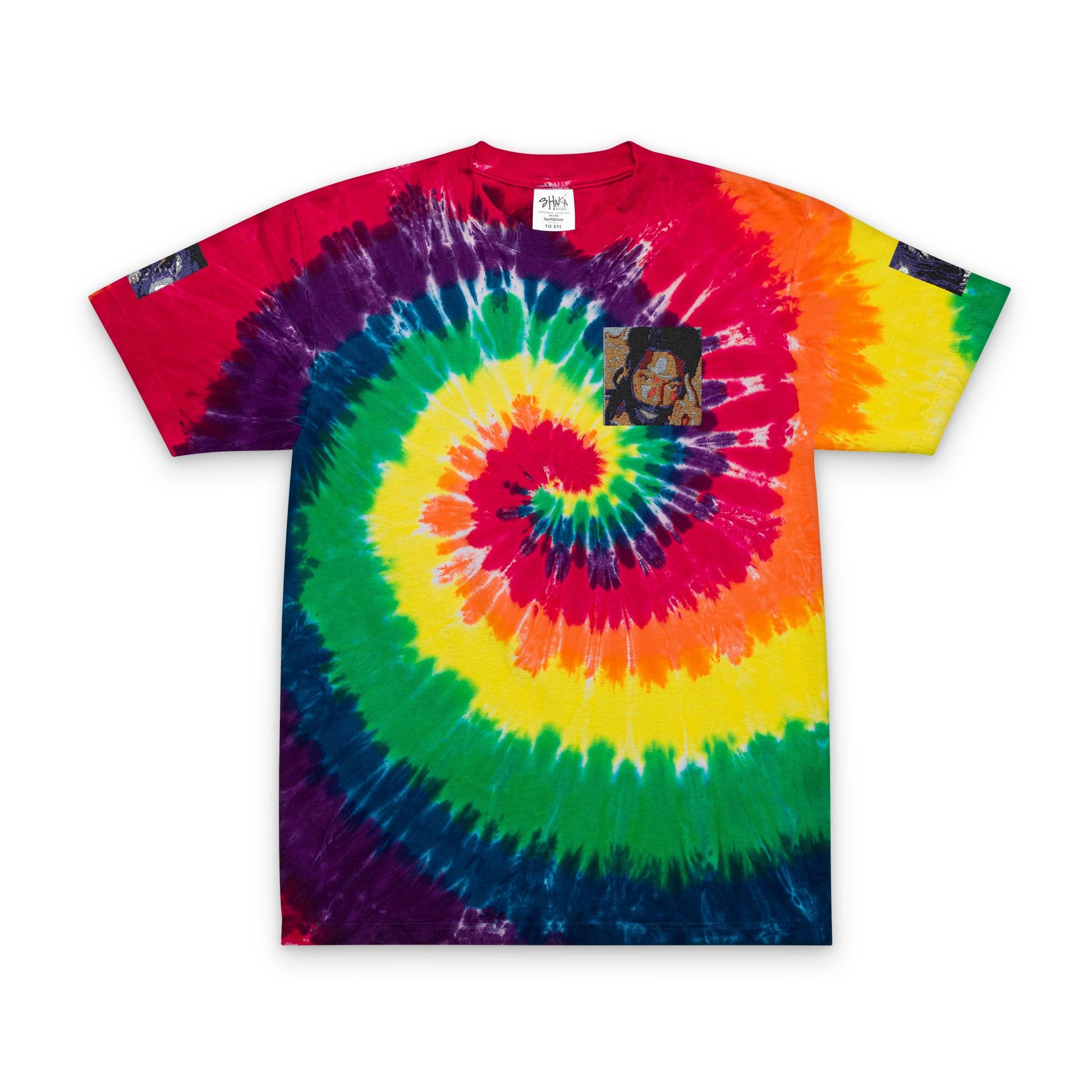 Vibrant Tie-Dye T-Shirt with Embroidery, Boho Summer Top, Retro Festival Wear, Casual Vibes Shirt, Hippie Style Tee