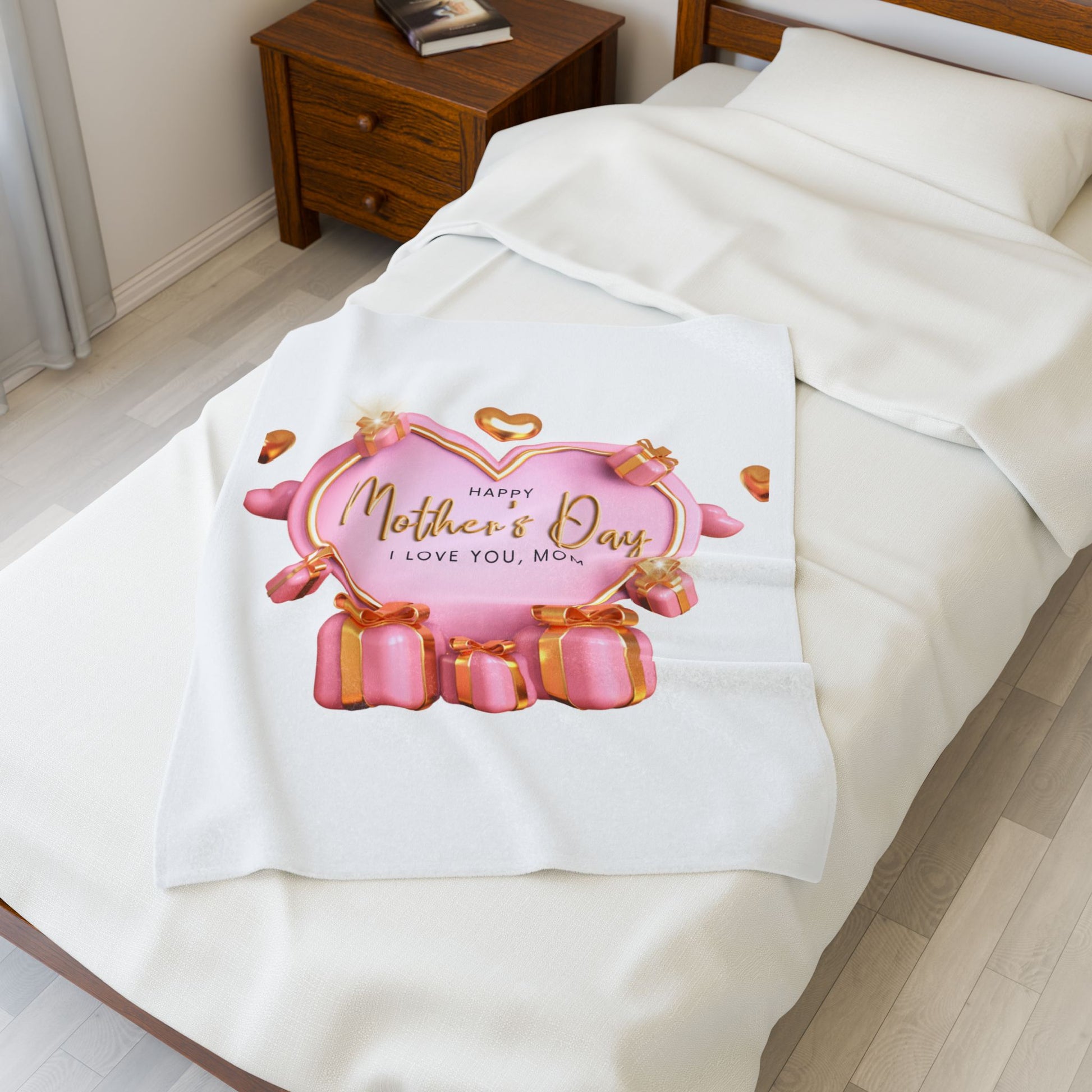 Cozy Mother's Day Velveteen Plush Blanket | Love You, Mom Gift