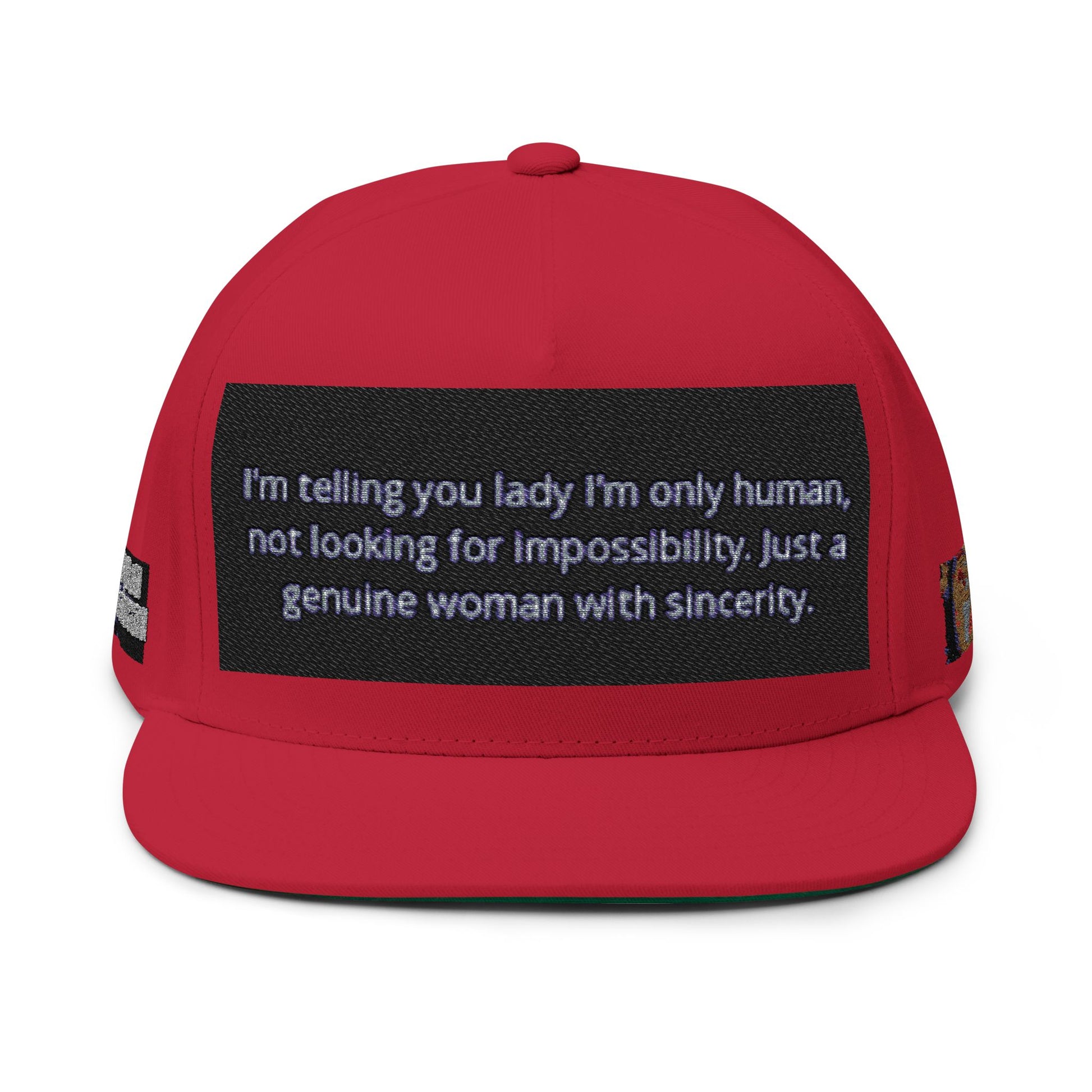 Embroidered Flat Bill Cap - Statement Hat for Women, Casual Style, Gift for Her, Trendy Accessory, Unique Fashion Statement